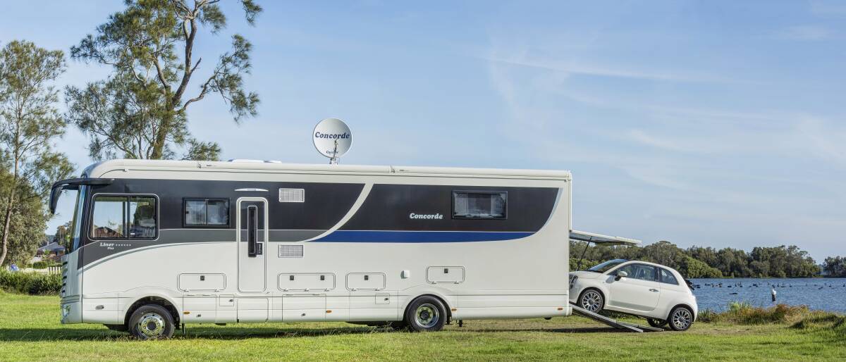 PARK IT ON THE ROAD: The Concorde Liner Plus is the measure of all things motorhome, as imposing from the outside as it is inside.