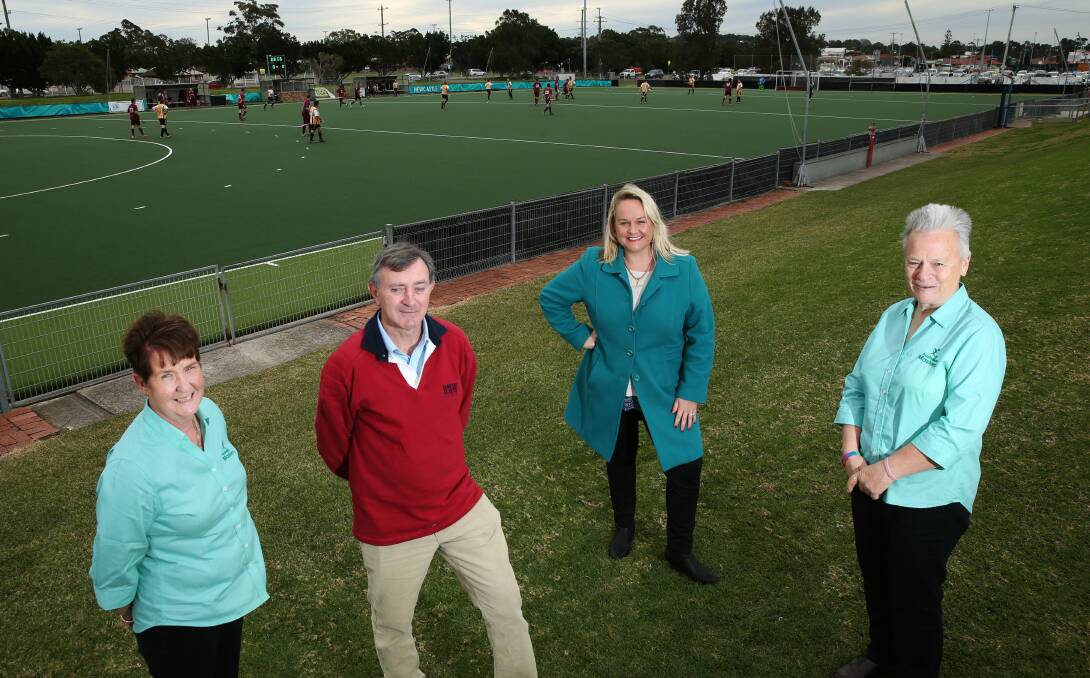 GAME PLAN: Lord mayor Nuatali Nelmes, centre, with national masters officials Carol Sheridan, left, Raelene Dunn, right, and Peter Sweeney.