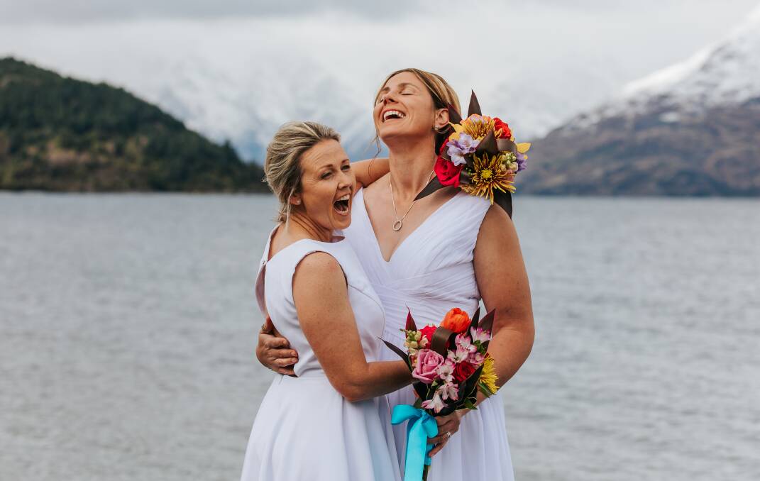 REMARKABLE: Tracy Baker and Rosie Holmes were married in Queenstown, New Zealand in September because didn't want to wait for Australian laws to change. 