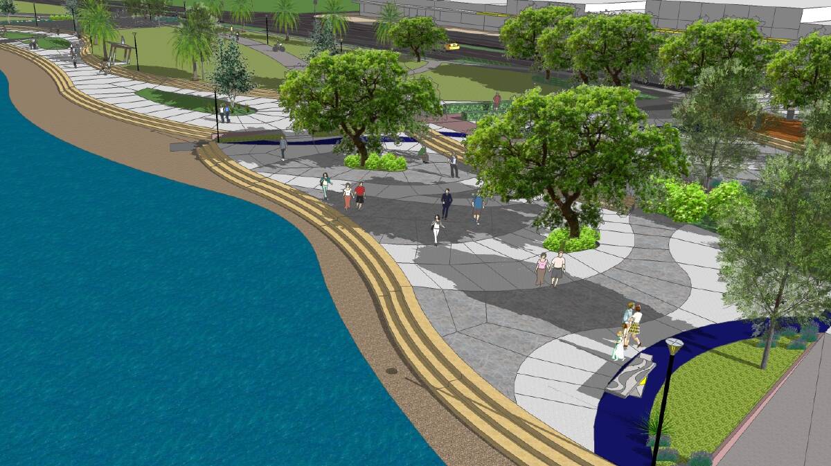 VANTAGE POINT: An artist's impression of how the reinvigorated Warners Bay foreshore will look in time for the Lake Mac Big Weekend in October. Artwork: Supplied