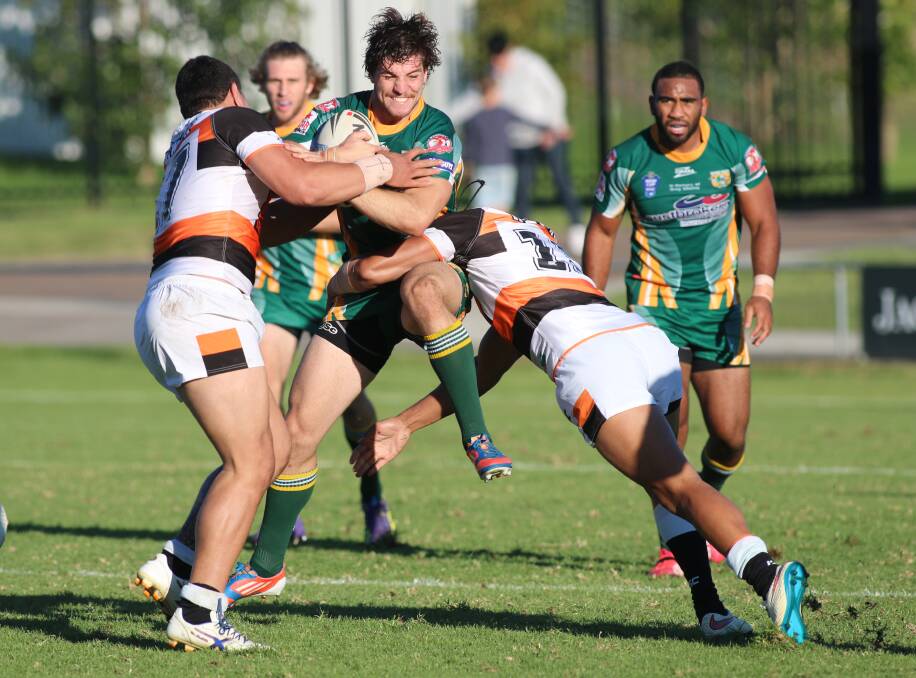 IMPACT: Wyong's Chris Centrone in action for the Roos at Morry Breen Field. The Roos host Wentworthville this Sunday from 3pm. Picture: David Stewart