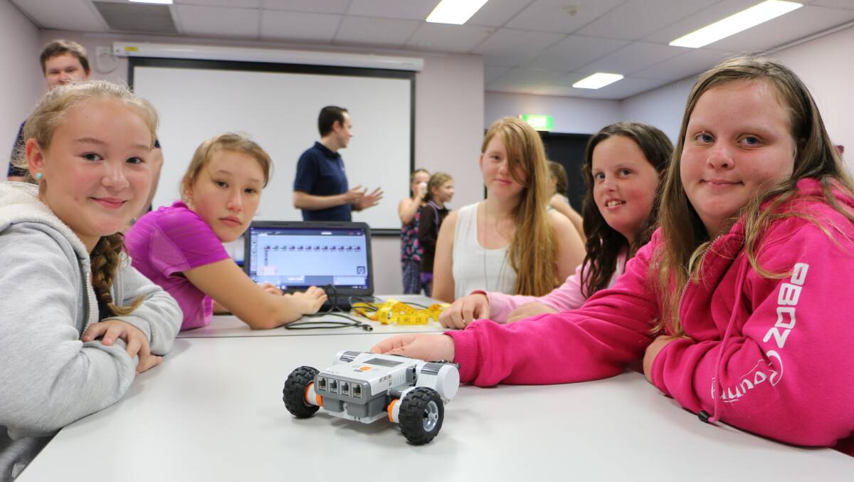 ROBOTICS WORKSHOP: Pictured, from left, are the winning team of Cassie Cook, Shelbie Johnson, Grace Fewster, Elizabeth Anderson, and Charlotte Anderson. Picture: David Stewart