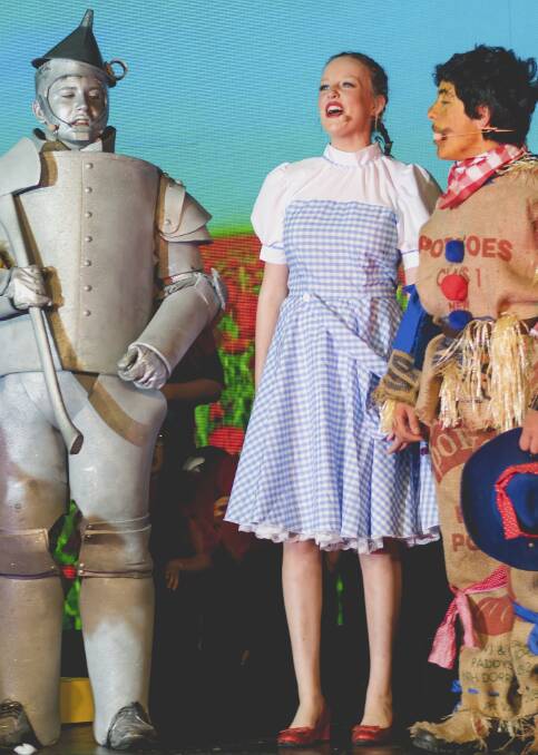 WIZARDRY: Dorothy (Phoebe Tappouras), with Tinman (Felix Tappouras)  and Scarecrow (Jackson Melman) in 'The Wizard of Oz'. Picture: Supplied