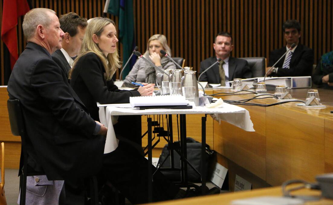 HOT SEAT: Kara Krason asks a question at the JRPP meeting to discuss the Trinity Point marina. Picture: Jamieson Murphy