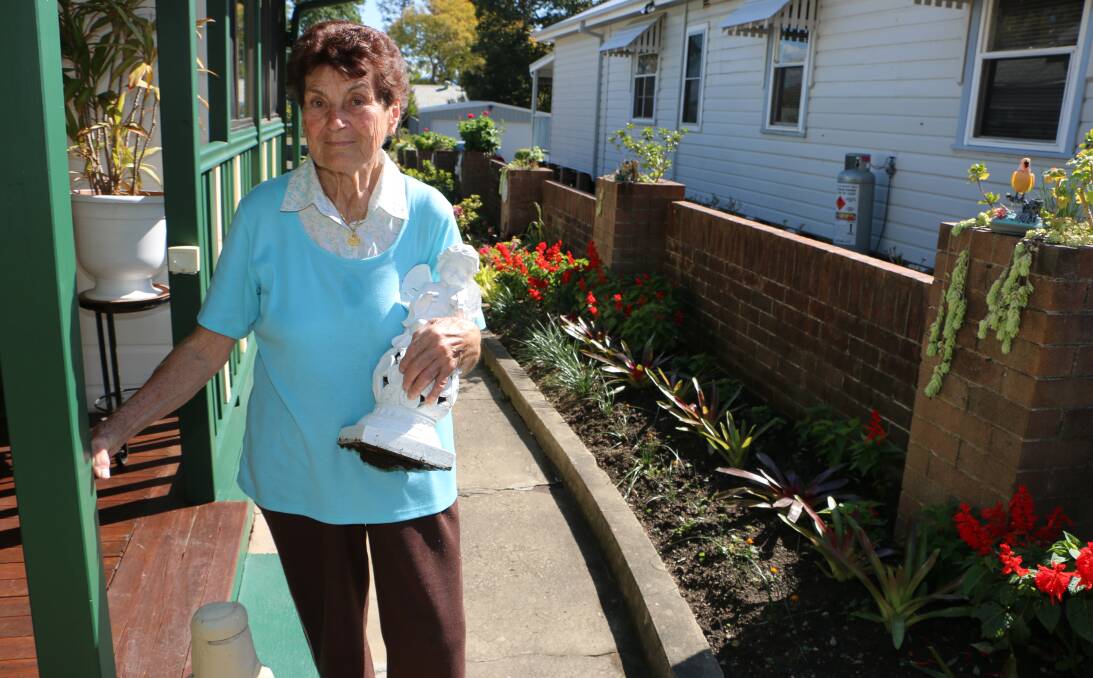 HEARTBROKEN: Mary Parkinson, 90, has appealed for the return of four garden ornaments stolen from her Toronto garden on the day of her sister's funeral. Picture: David Stewart