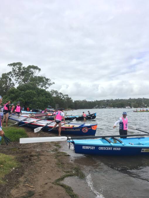 LAKE FIRST: Masters surf boat teams from beaches along the NSW coast are racing on Lake Macquarie today at Croudace Bay. Picture: Supplied
