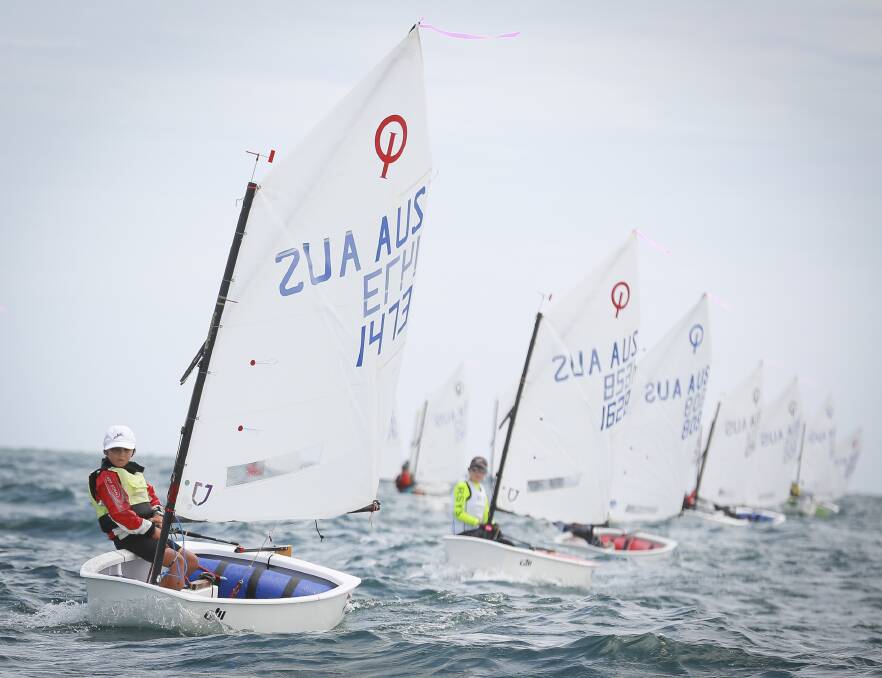 NATIONAL CHAMP: Leader of the pack, Joel Beashel, on his way to victory in South Australia. South Lake Macquarie Amateur Sailing Club will host the state titles in March. Picture: Supplied