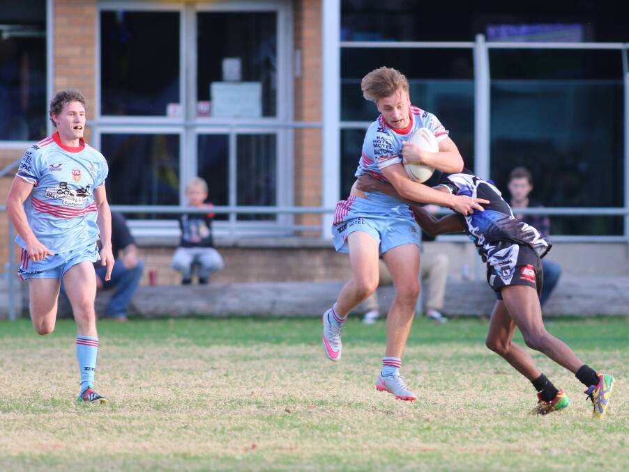 RELIEVING RUN: Dora Creek fullback Zac Ryan makes valuable metres down the left touchline after defusing a kick close to his try line. Picture: David Stewart