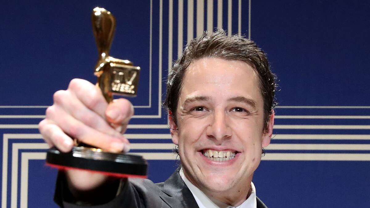 DRIVEN: Samuel Johnson celebrates his Gold Logie win. Picture: Getty Images
