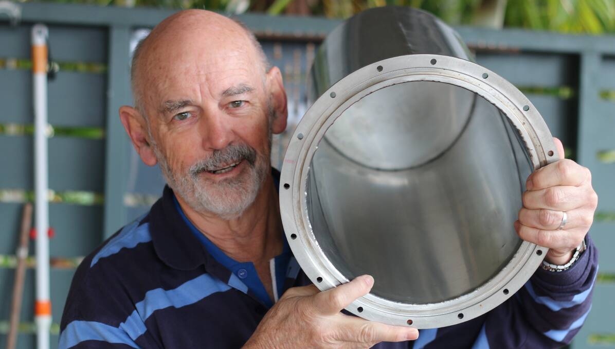 ANY SUGGESTIONS?: Murray Scoble with the time capsule to be buried at Dobell House on October 23. Picture: David Stewart