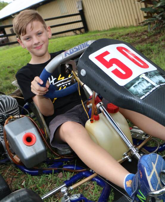 KART KID: Brock Speed Barber, 9, hopes to follow in the tyre tracks of V8 Supercar and Formula 1 drivers who started their careers in go karts. Picture: David Stewart