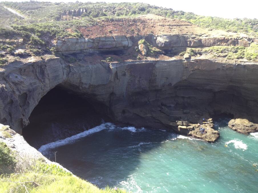 SEA CAVE: The site of the dramatic rescue at Snapper Point this afternoon. Picture: Fairfax Media
