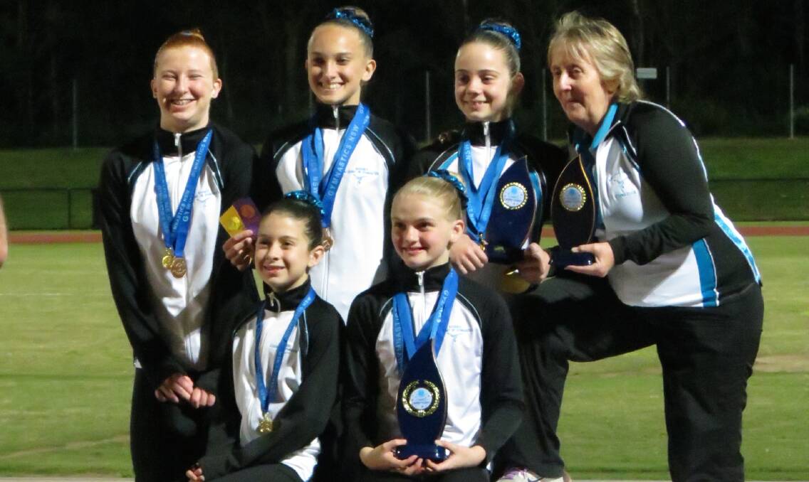 COUNTRY CHAMPS: Pictured at the NSW Country Gymnastics Championships are, back row, from left, locals Claudia, Chailend, Bethany and Nance. Front row, from left, Gemma and Kaylan. Picture: Supplied