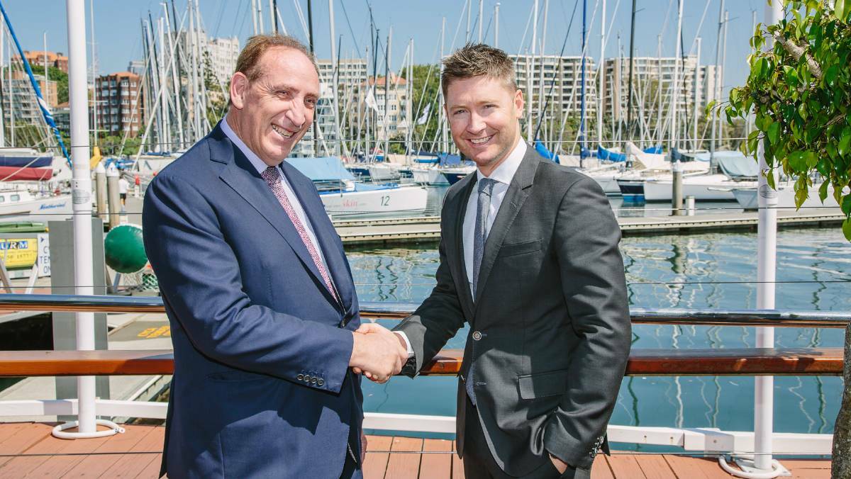 Johnston Property Group chief Keith Johnson with Michael Clarke. Picture: Supplied