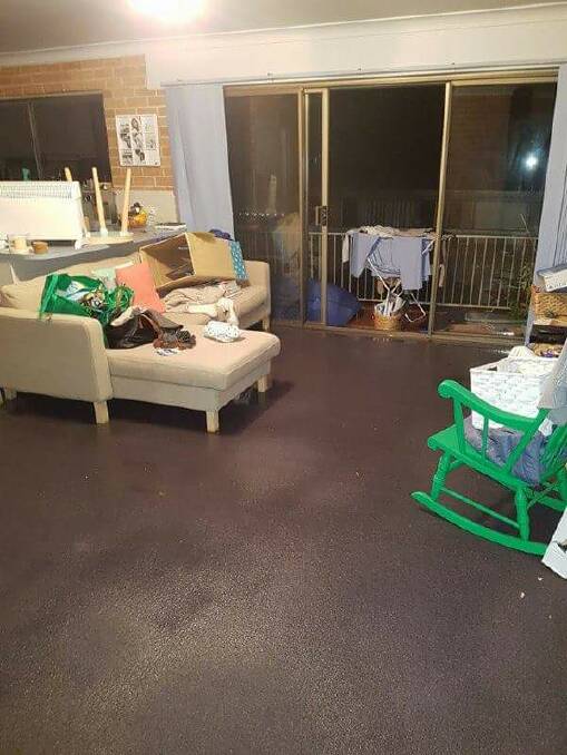 Simone Pilla's Merewether flat was deemed 'uninhabitable' by her landlord after a burst pipe.