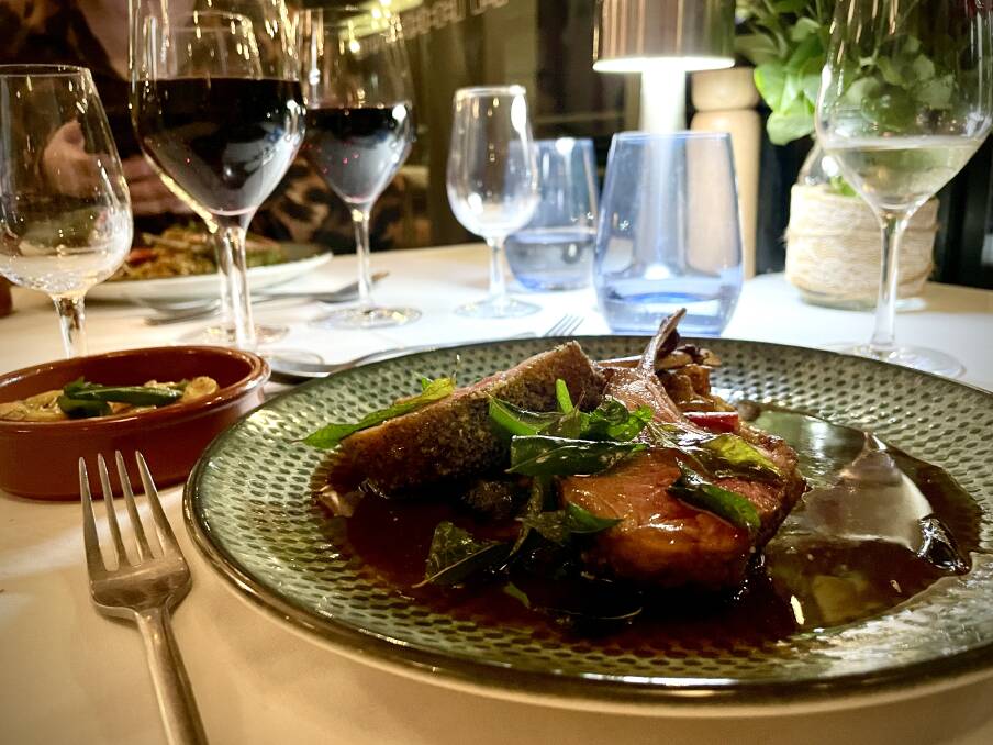 Sous vide rack of lamb with eggplant moju and sweet tamarind sauce. Picture by Madeline Link