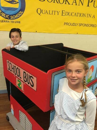 IMAGINATION: Year 6 students Harry Chamma and Amelia Carty in the lead roles of Oz - the Wicked Wind of the West and Dorothy. Picture: Supplied
