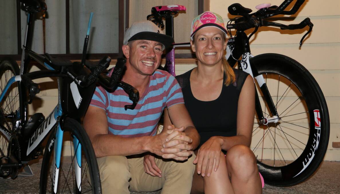PASSIONATE: Josh and Krystle Hockley from Cooranbong will compete in the Ironman 70.3 World Championship on the Sunshine Coast in September. Picture: Ellie-Marie Watts