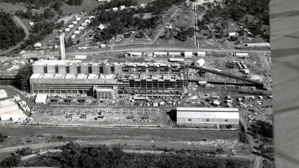 Taking shape: Wangi power station being built in the 1950s  