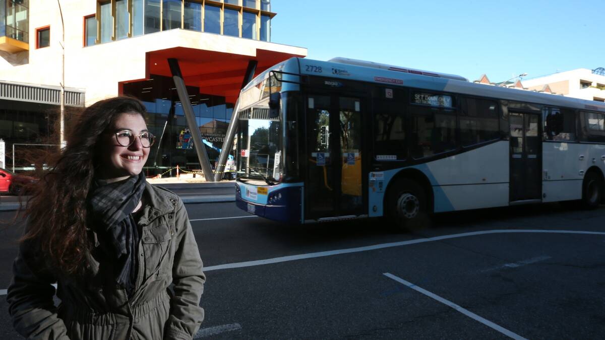 WINNER: Uni student Candy Garraway tested public transport in the time trial between the Callaghan campus and NeW Space. Picture: Simone De Peak 