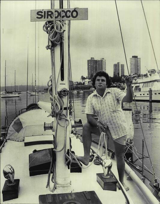 Nineteen-year-old Tony Mowbray prepares for the 1974 Sydney to Hobart yacht race. Picture: Russell McPhedran