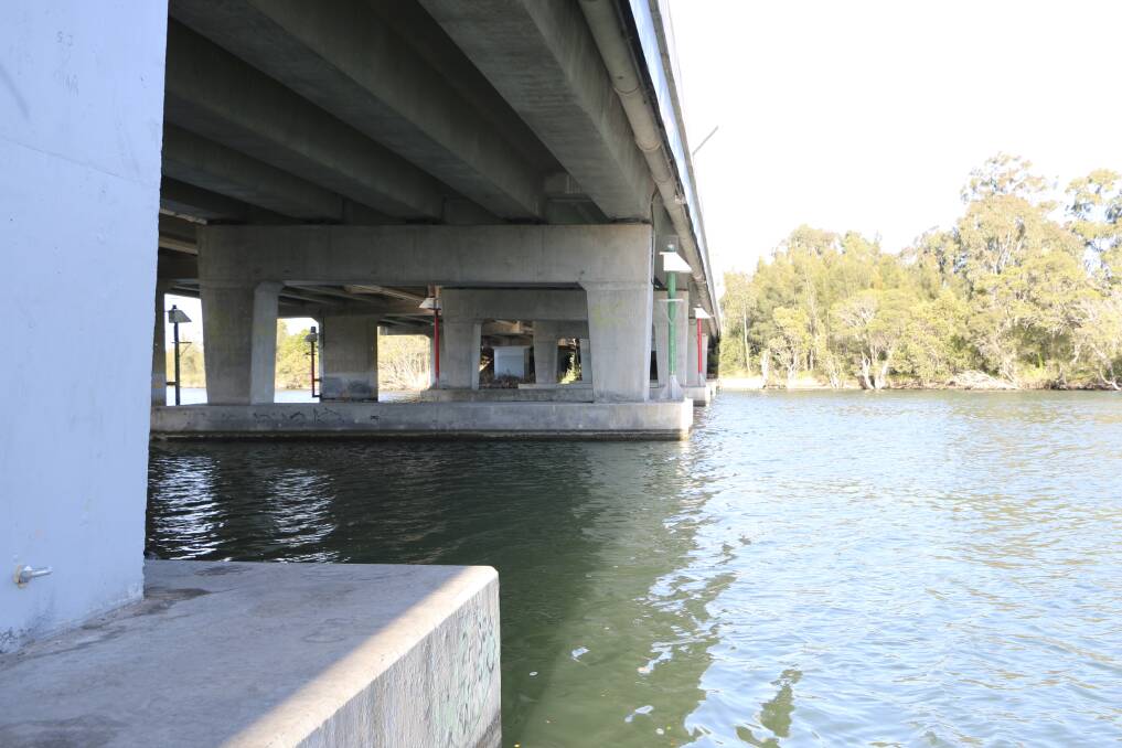 CORROSION STOPPER: Cockle Creek Bridge this week. If installed, the system will not affect boats. Picture: Jamieson Murphy