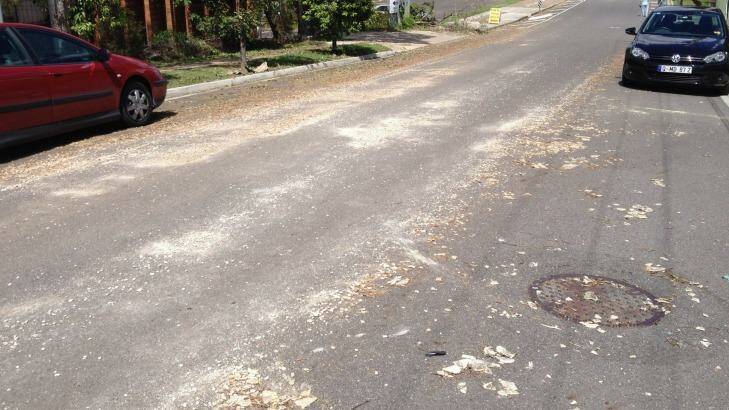 Residents fear asbestos blown into their street by the storm will become airborne. Photo: supplied