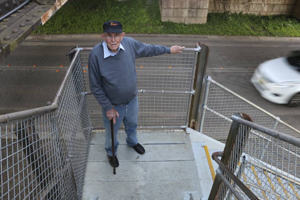 SOCIAL DIVIDE: John Shoebridge said the steps leading to the bridge pathway made it impossible for some people to get to the other side of Dora Creek on foot. Picture: Jamieson Murphy