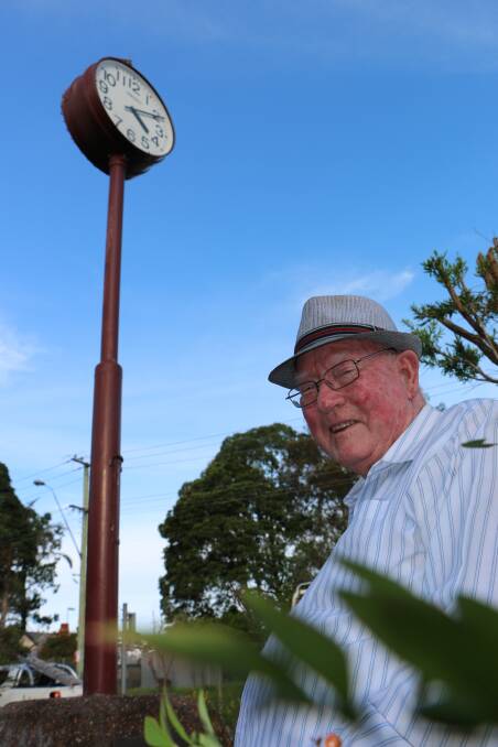 LIKE CLOCKWORK: Les Norris with the very durable and reliable Morisset Centenary Town Clock. Picture: David Stewart