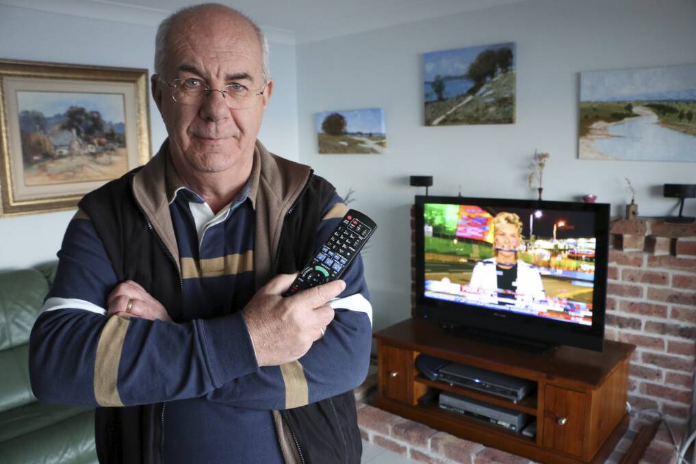 NO SIGNAL: Geoff Burgess cannot get any reception for Channel 10, and Channel 7 (pictured) is pixellated and unwatchable. Picture: David Stewart
