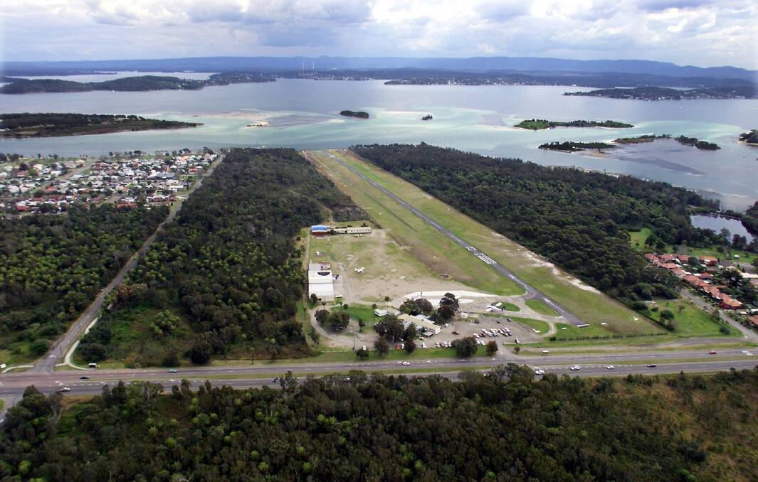 SKY HIGH: An aerial view of the newly named Lake Macquarie Airport. Picture: Ron Bell