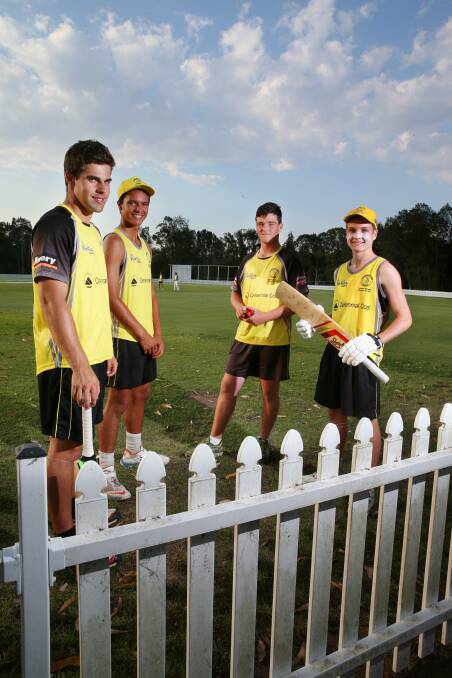 IN FORM: Toronto rising stars, from left, Logan Johnson, Griffin Lea, Andrew Somerville and Peter McCredie are in for a big few weeks of cricket. Picture: Dean Osland
