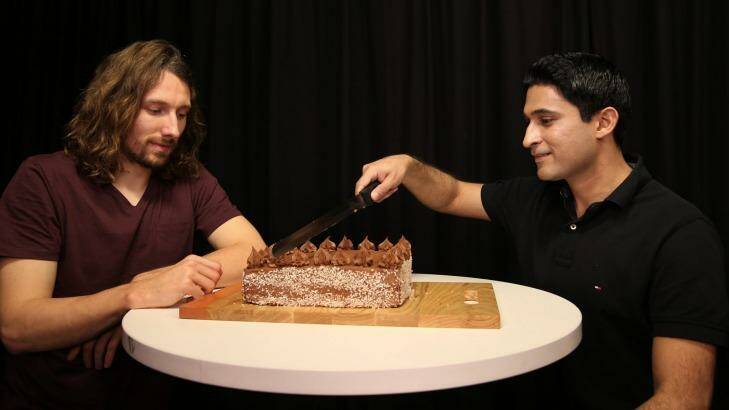 Simon Mackenzie and Haris Aziz from UNSW and CSIRO's Data61 claim to have solved a longstanding maths problem. Photo: Louise Kennerley