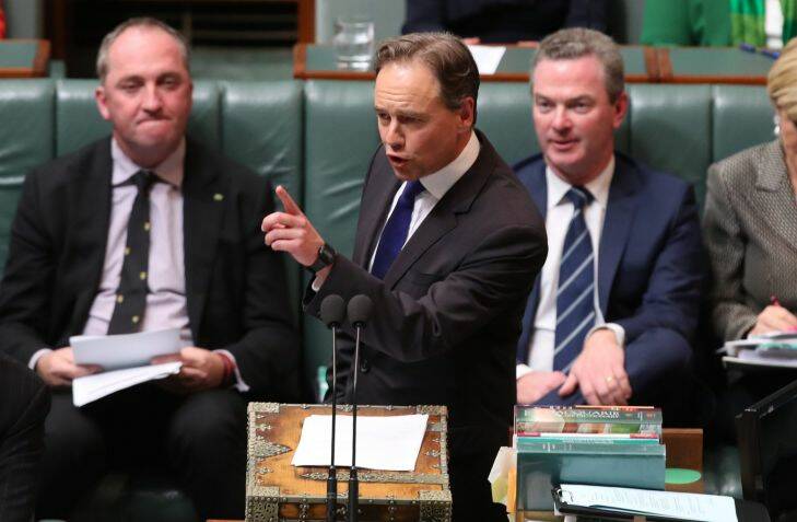 Health minister Greg Hunt during question time at Parliament House in Canberra on Monday 29 May 2017. Photo: Andrew Meares 