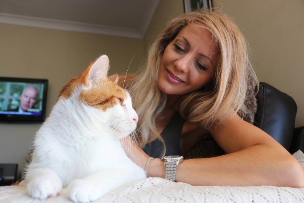 ADORABLE: Kim Norbury with one of the many cats she's saved. Picture: Jamieson Murphy