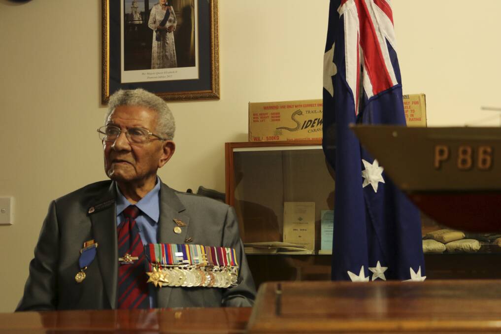 SERVICE: Wyee Point resident Harry Buckley served in the Merchant Navy, Civil Construction Corps and the Australia Army. Picture: Jamieson Murphy