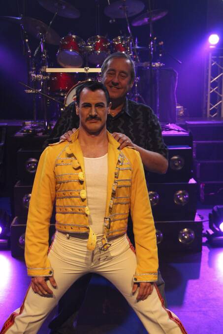 PROFESSIONAL: Giles Taylor has taken a method acting approach to becoming Freddie Mercury on stage. He’s pictured with consultant Peter Freestone.