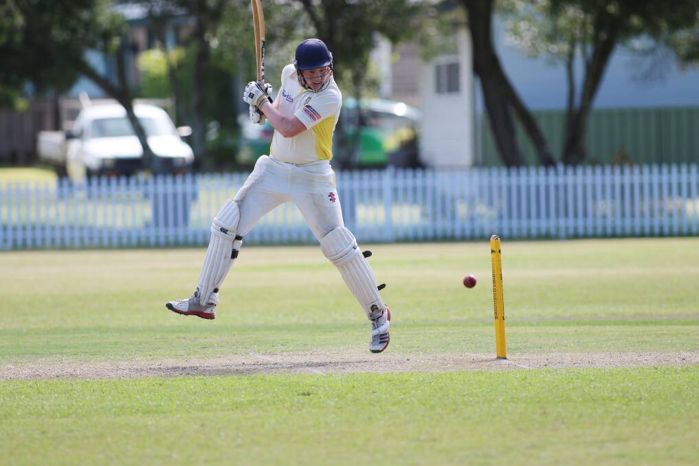 STEADY: Toronto opening batsman Corey Brown works the ball behind point in his knock of 23. Picture: David Stewart