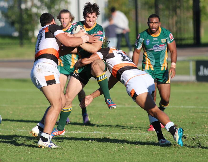 RESILIENT: Wyong fullback Chris Centrone defused bombs, made two try-saving tackles, and was regularly on hand to make tough carries against the big Tigers' pack. Picture: David Stewart