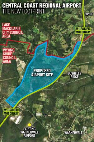 NEW FOOTPRINT: The new investigation zone for the proposed Central Coast Regional Airport is entirely within Wyong Shire.