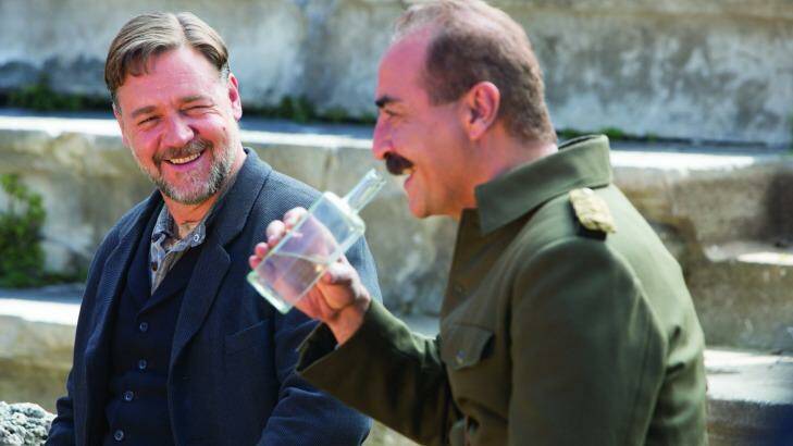 Russell Crowe shares a moment with  Major Hasan (Yilmaz Erdogan) in  The Water Diviner.