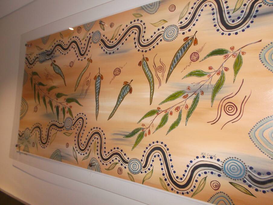 ON SHOW: One of the art panels created by Central Coast indigenous artist Kylie Cassidy for display at Lake Haven Shopping Centre.