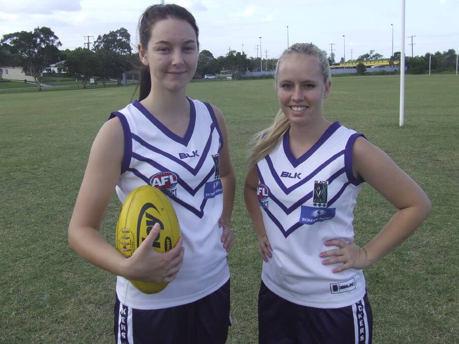 GALA DAY: Shenae Montgomery and Tahlia Simpson from the Lake Macquarie Dockers.