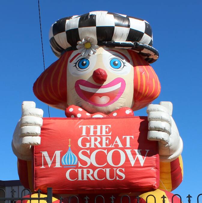 CLOWNIN' AROUND: The Great Moscow Circus uses massive inflatable clowns to promote the upcoming event. Picture: Isaac McIntyre