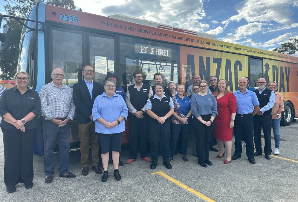 The CDC NSW staff at the launch of the Anzac Spirit bus. Picture by Alanna Tomazin