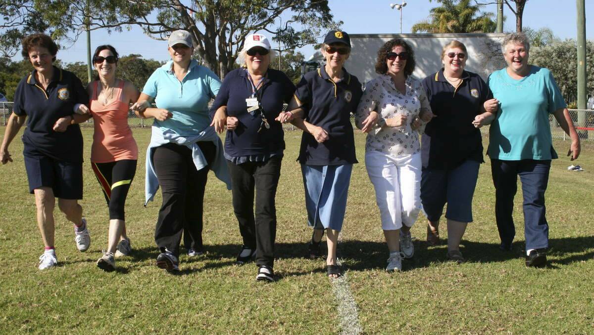 GLOBAL WALK: Pictured putting their best foot forward were (from left) Margaret Hunter, Janette Coulter, Ariana Plesums, Roslyn Plesums, Therese Alexander, Melissa Hopkins, Helen Wotton and Jean Broadhead. Picture: David Stewart  ﻿