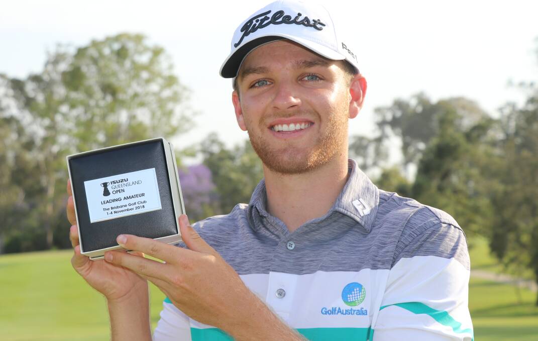 IN FORM: Blake Windred with the medal for the leading amateur at the Queensland Open last week. 