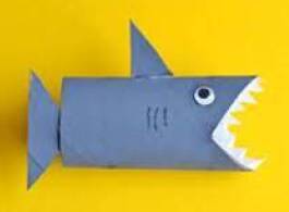 Cardboard copy: a shark made from toilet paper rolls.
