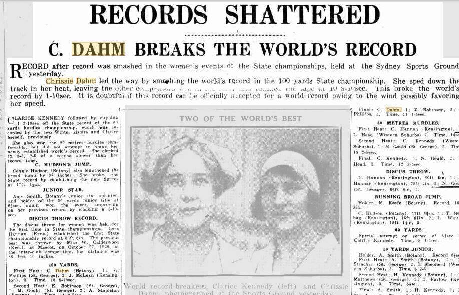 Coverage of Chrissie Dahm's world record. 