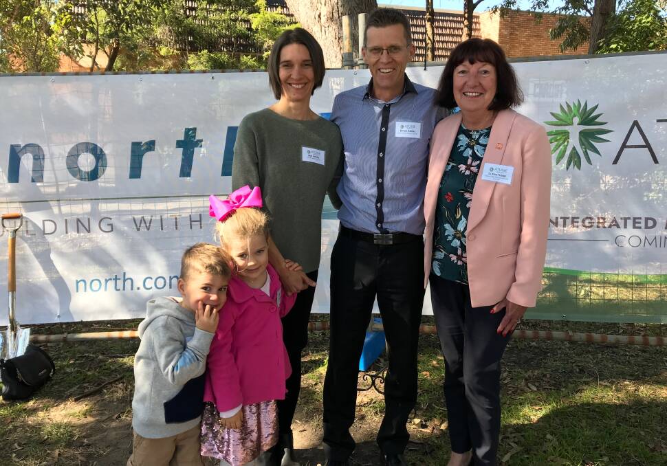 Healthy future: Simon and Mel Ashley, with their family, and mayor Kay Fraser at the sod turning for Atune, in Cardiff. 